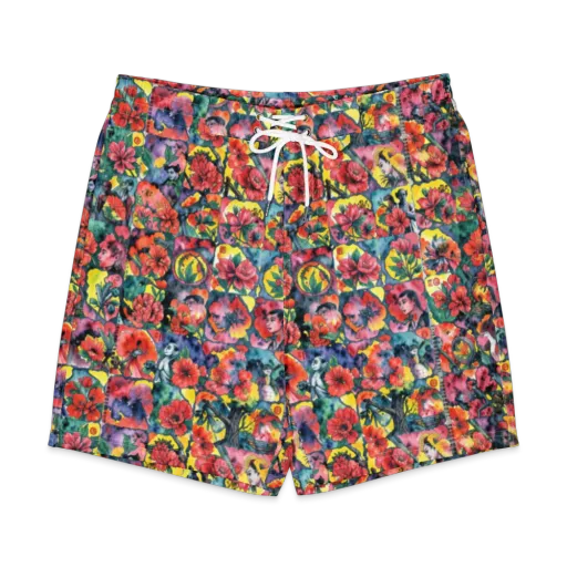 Crimson Garden Myth on a Men's Board Shorts
