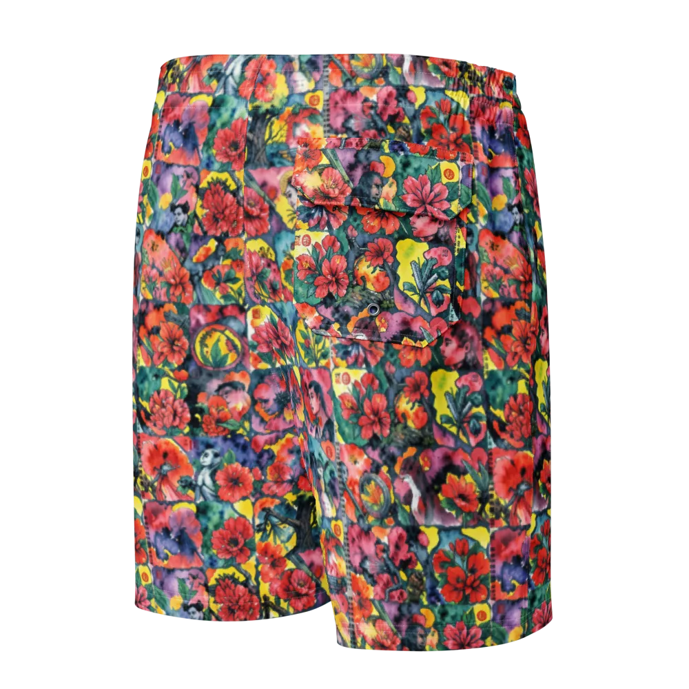 Crimson Garden Myth on Men's Board Shorts — Back