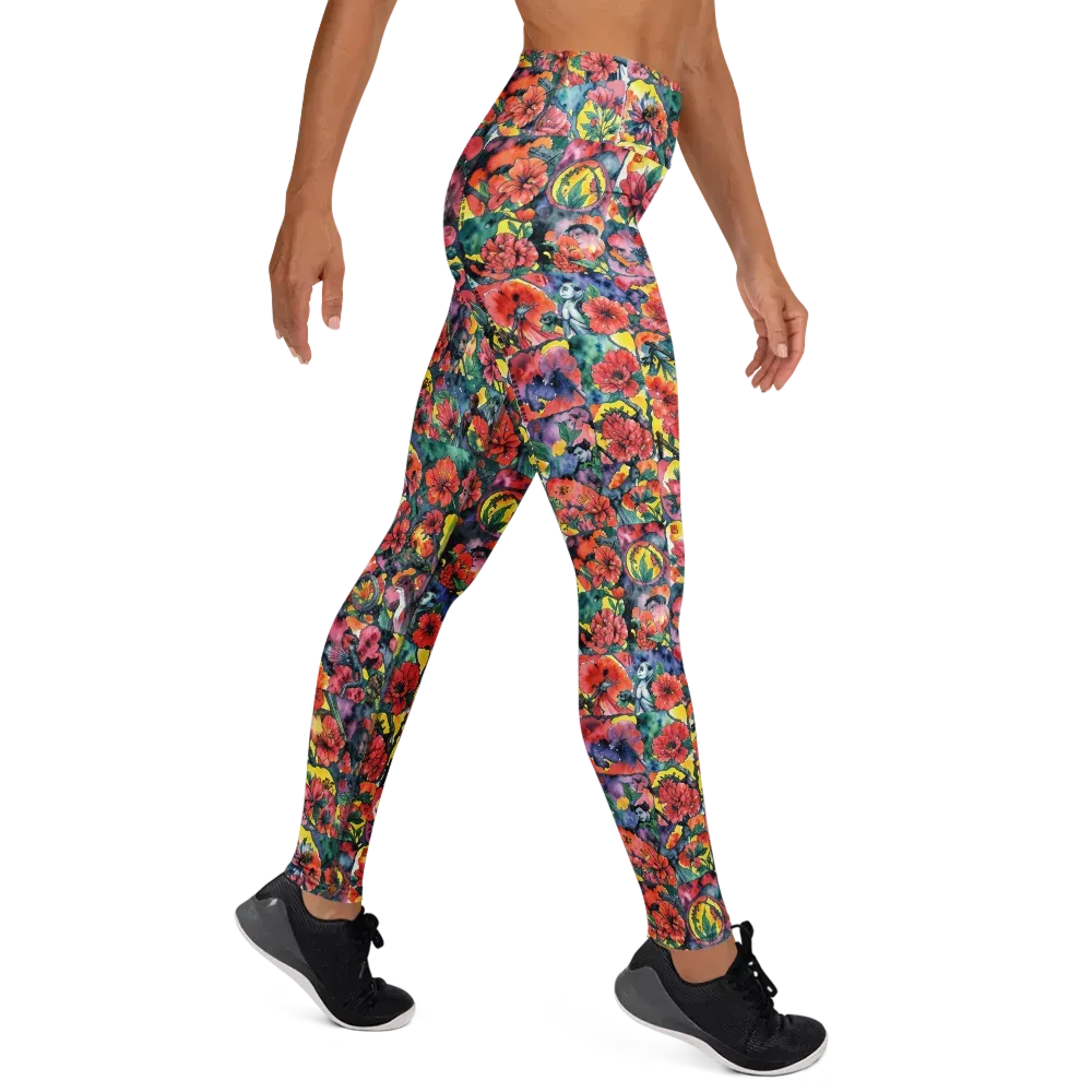 Crimson Garden Myth on Yoga Leggings — Right