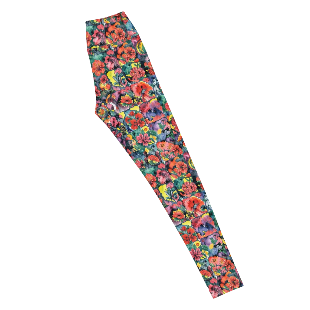 Crimson Garden Myth on Yoga Leggings — Right