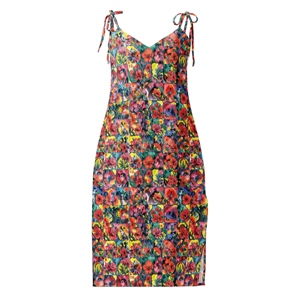 Crimson Garden Myth on Slip Dress — Front