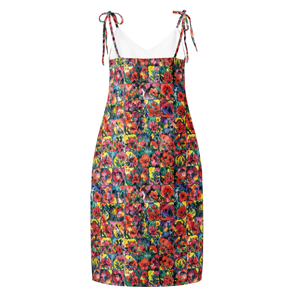 Crimson Garden Myth on Slip Dress — Back