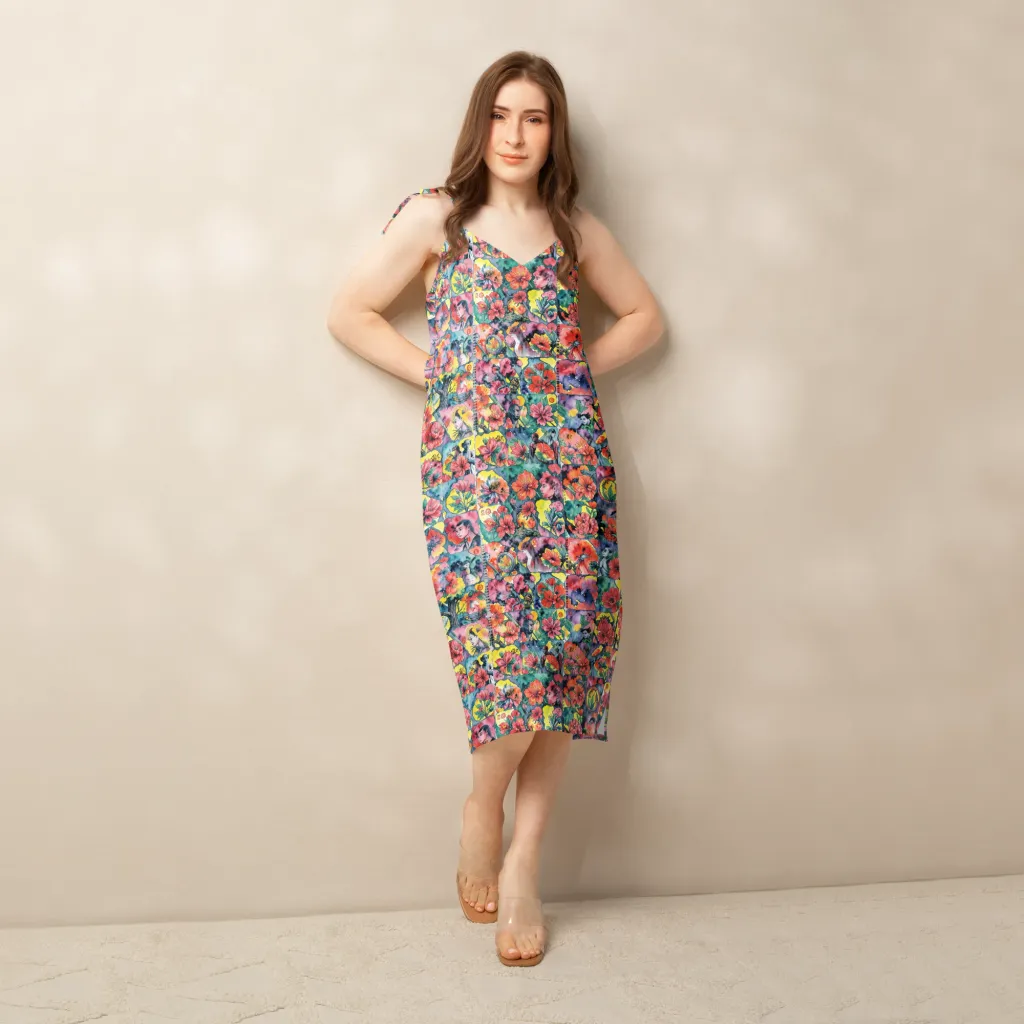 Crimson Garden Myth on Slip Dress — Front