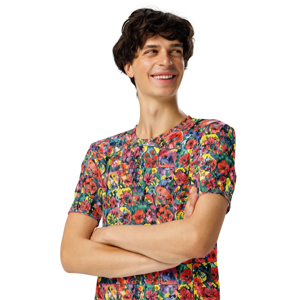 Crimson Garden Myth on Men's Crew Neck T-Shirt — Left Front