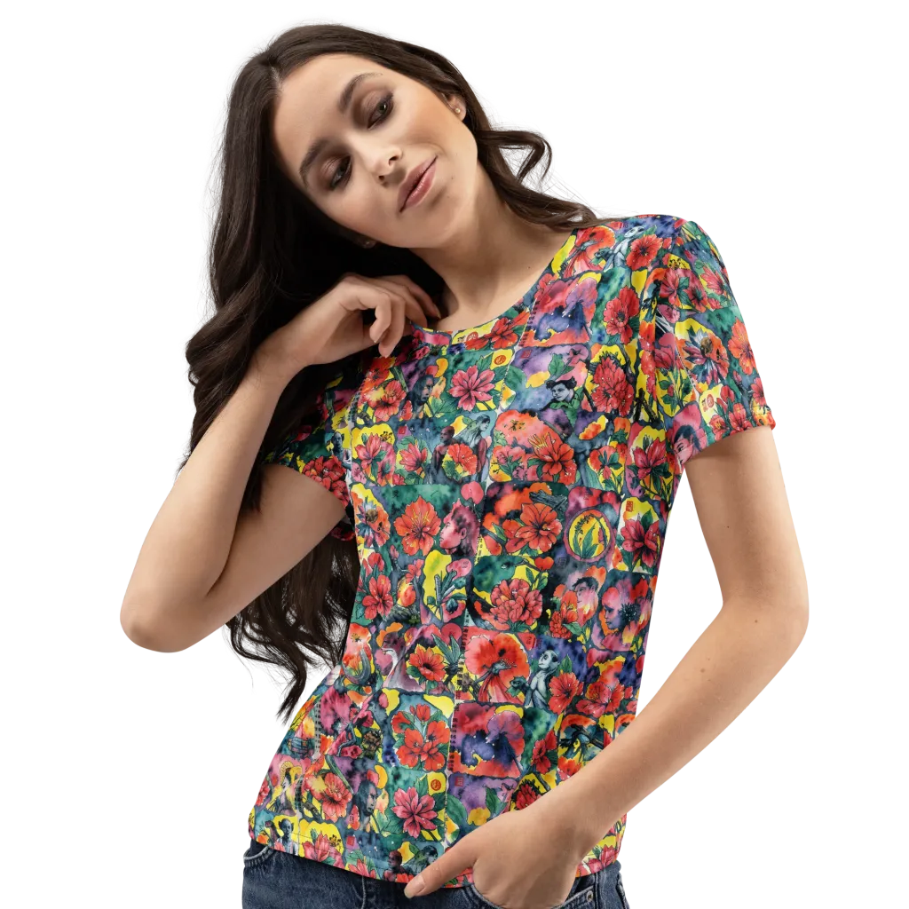 Crimson Garden Myth on Women's Crew Neck T-Shirt — Left Front