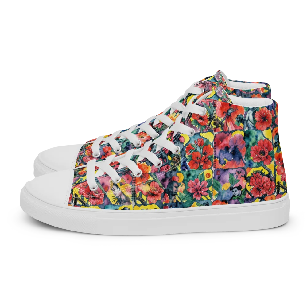Crimson Garden Myth on Women's High Top Canvas Shoes — Left