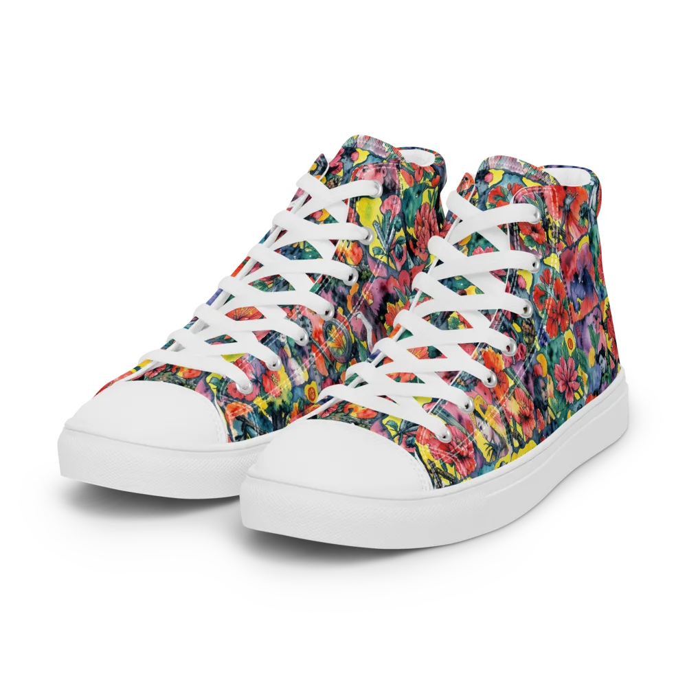 Crimson Garden Myth on Women's High Top Canvas Shoes — Left Front