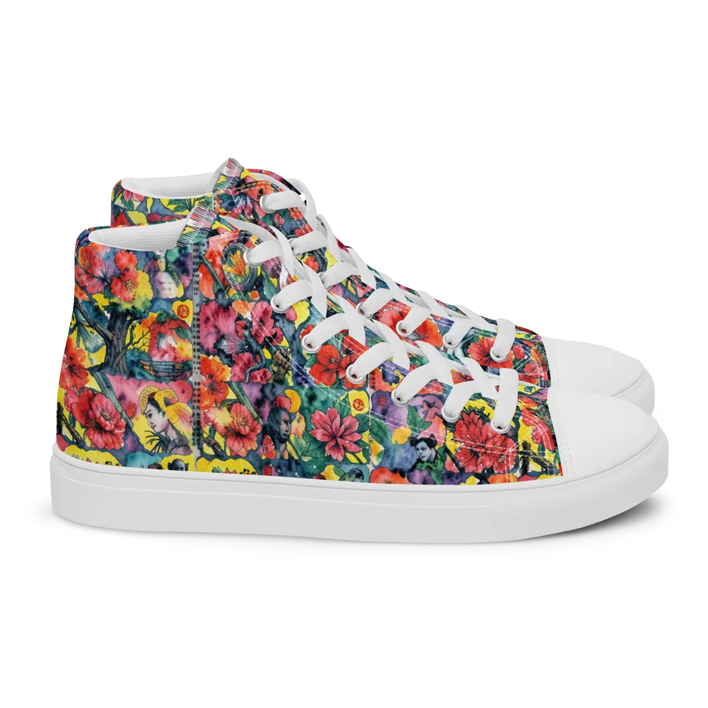 Crimson Garden Myth on Women's High Top Canvas Shoes — Right