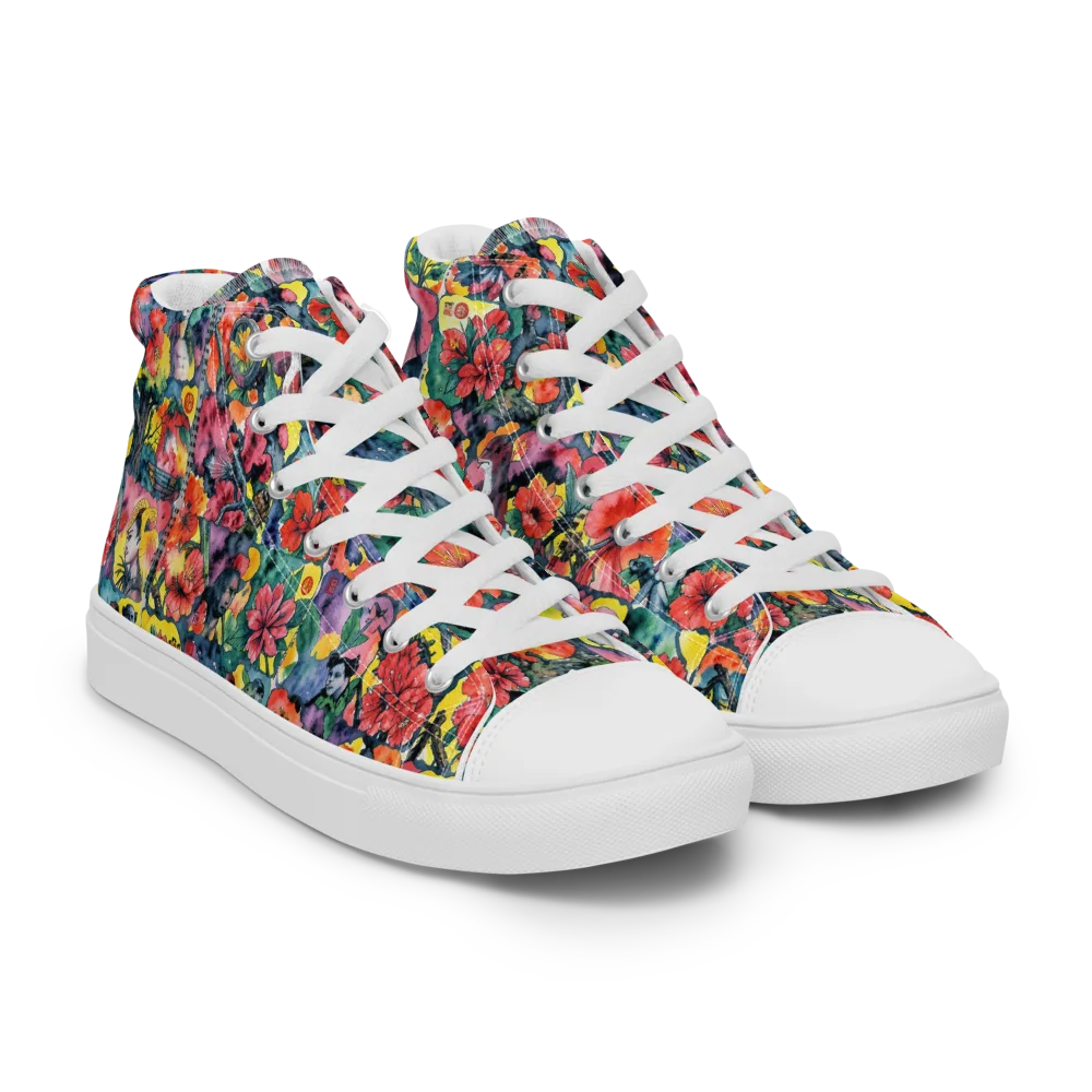 Crimson Garden Myth on Women's High Top Canvas Shoes — Right Front