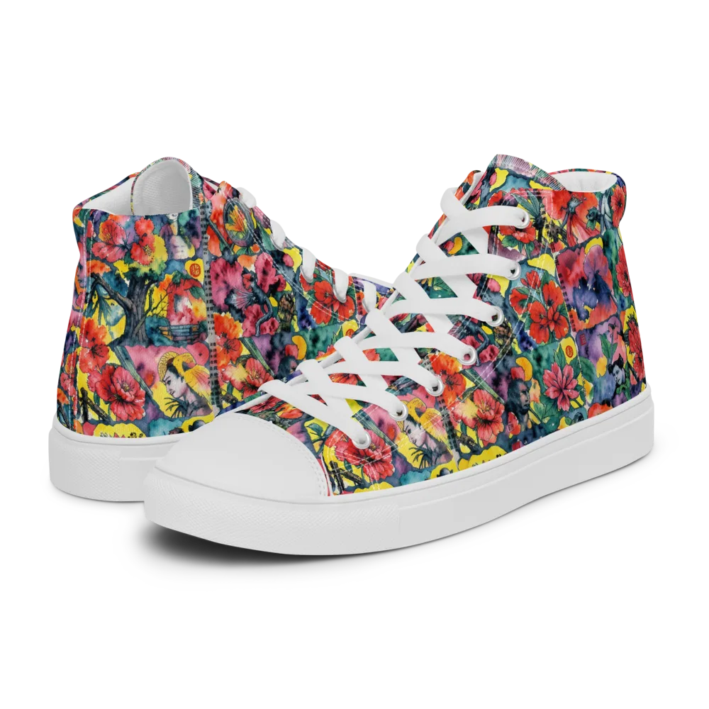 Crimson Garden Myth on Women's High Top Canvas Shoes — Left