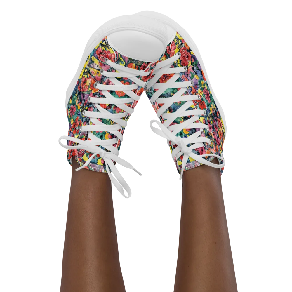 Crimson Garden Myth on Women's High Top Canvas Shoes — Front