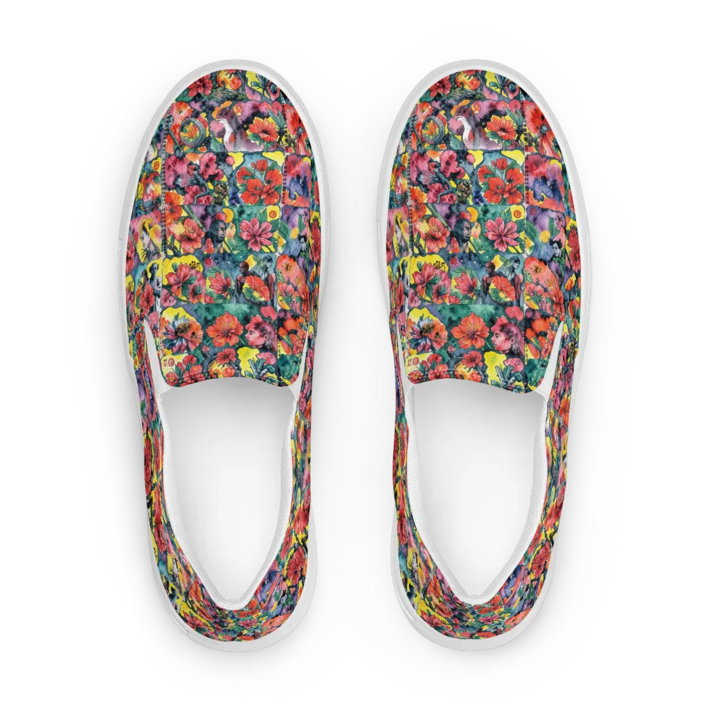 Crimson Garden Myth on Men's Slip-On Canvas Shoes — Front