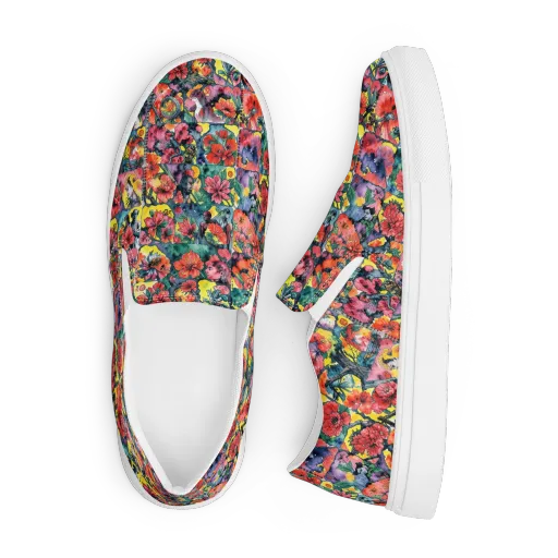 Crimson Garden Myth on a Men's Slip-On Canvas Shoes