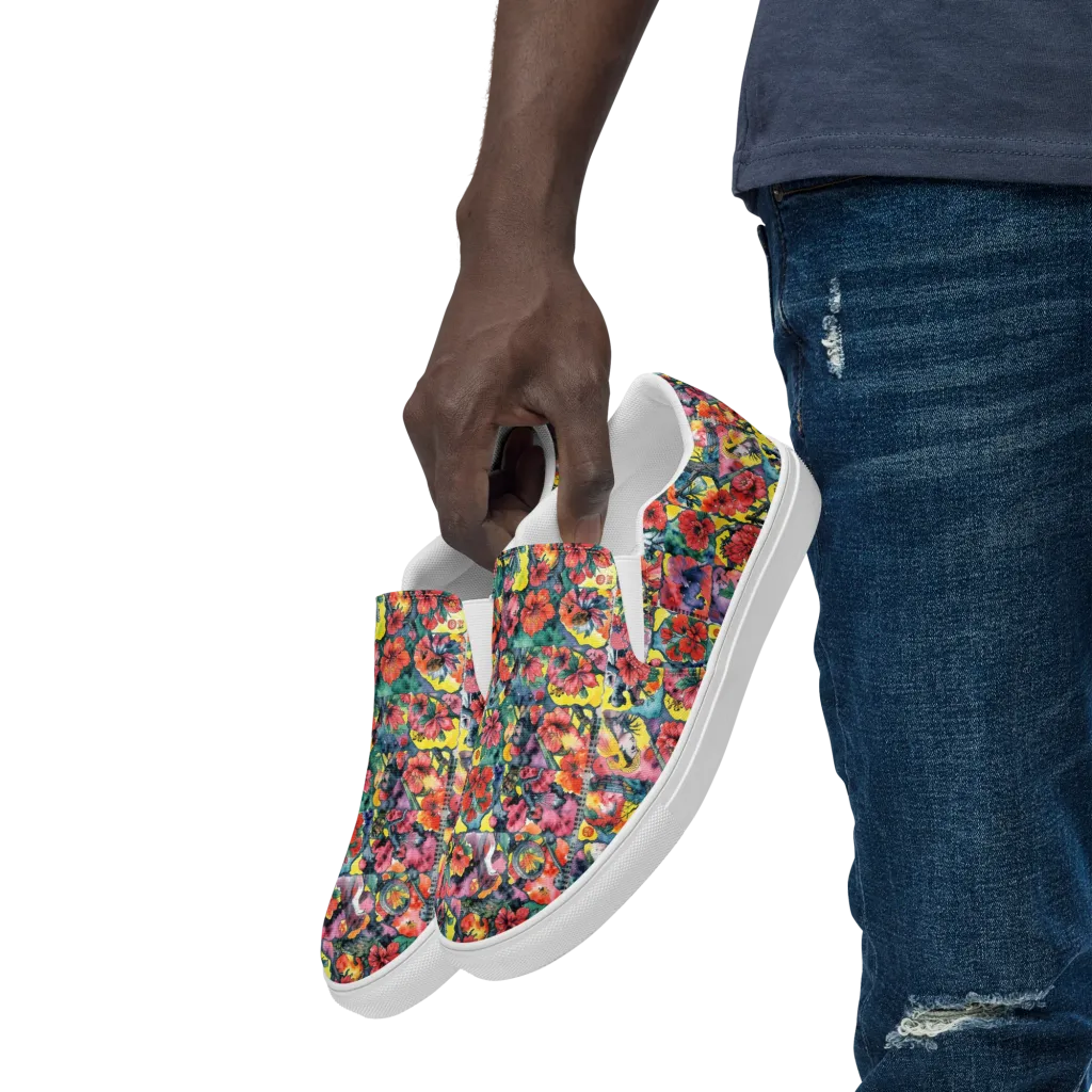 Crimson Garden Myth on Men's Slip-On Canvas Shoes — Left Front
