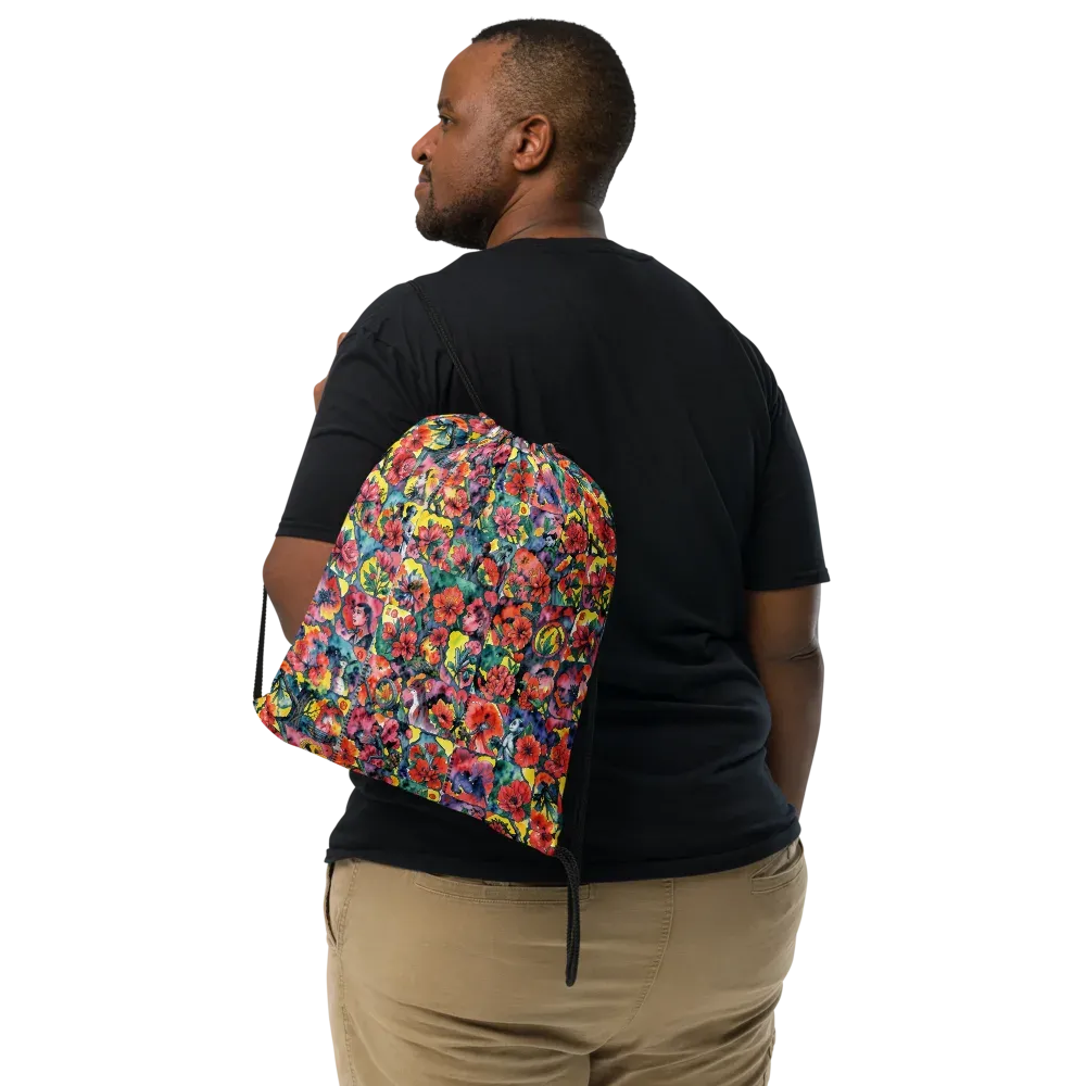Crimson Garden Myth on Drawstring Bag — Front