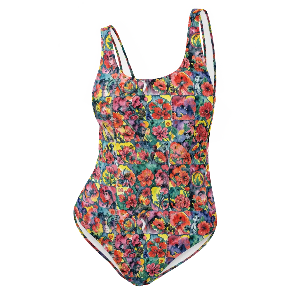 Crimson Garden Myth on One-Piece Swimsuit — Front