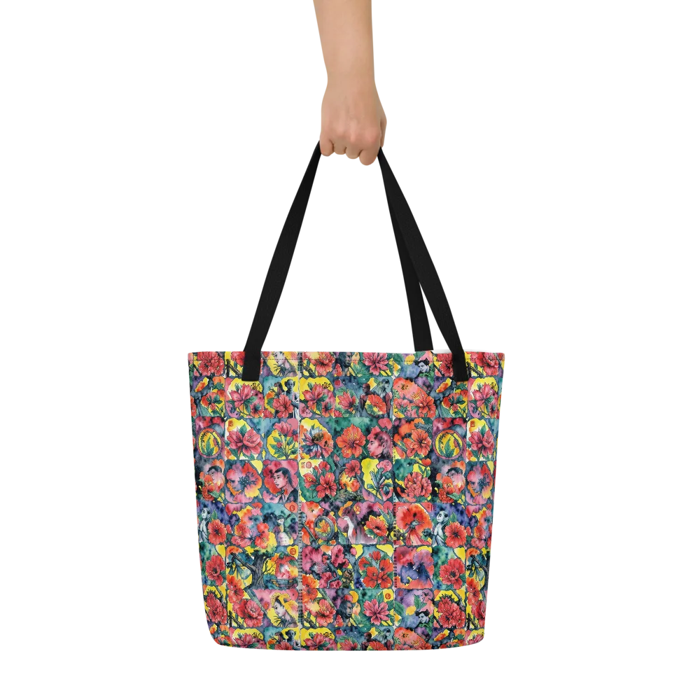 Crimson Garden Myth on Large Tote Bag W/ Pocket — Front