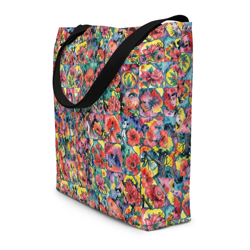 Crimson Garden Myth on Large Tote Bag W/ Pocket — Front
