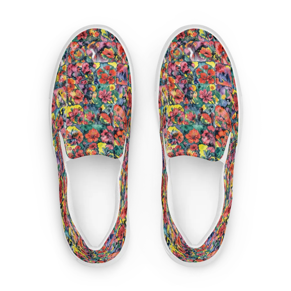 Crimson Garden Myth on Women's Slip-On Canvas Shoes — Front
