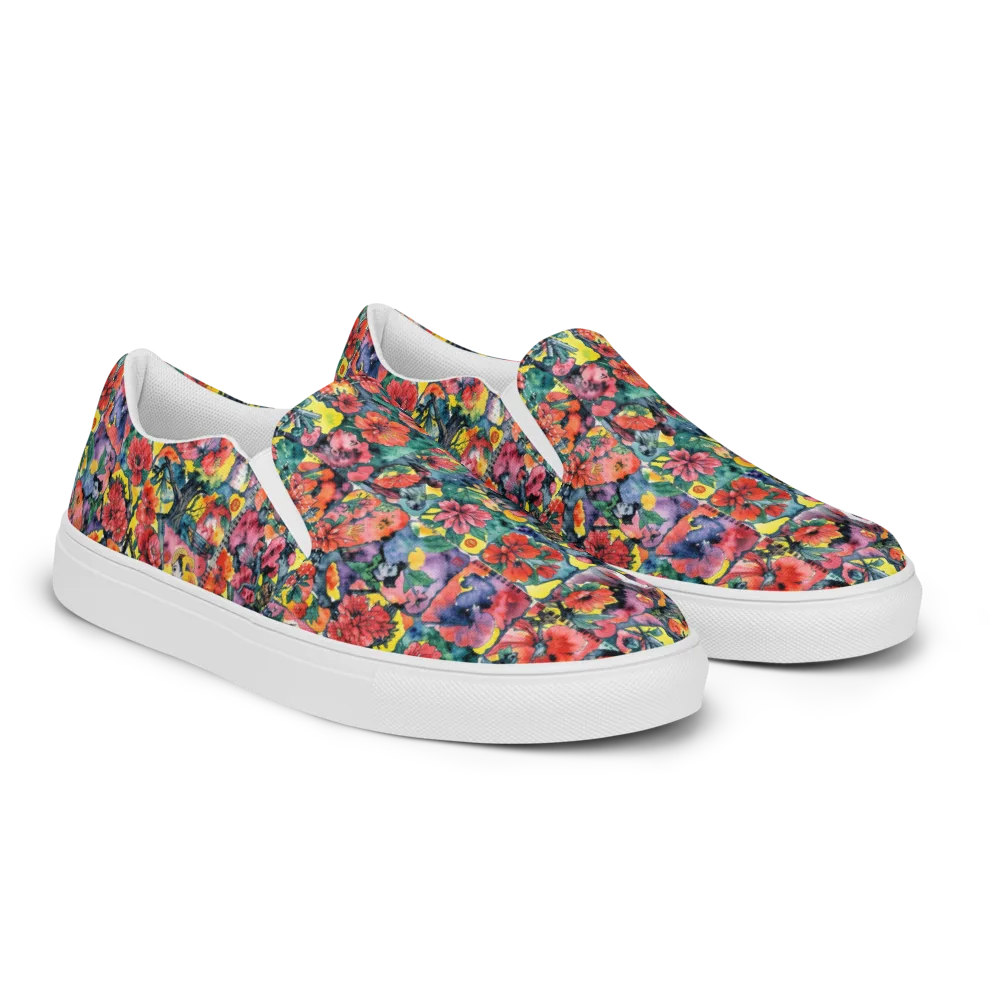 Crimson Garden Myth on Women's Slip-On Canvas Shoes — Right Front