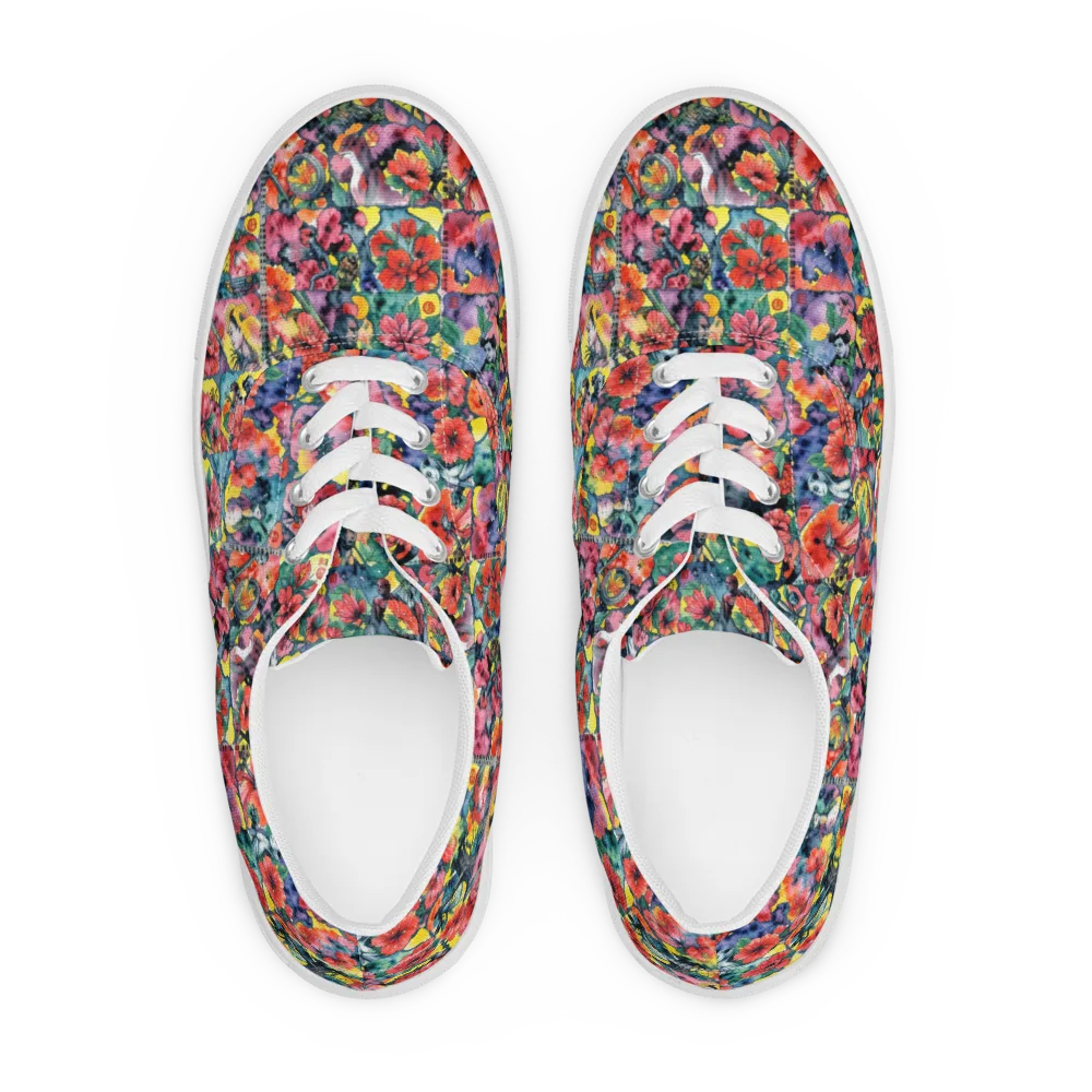 Crimson Garden Myth on Men's Lace-Up Canvas Shoes — Front