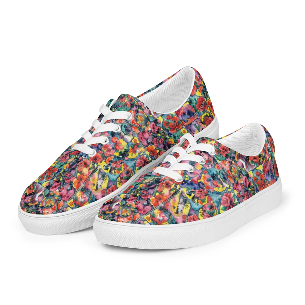 Crimson Garden Myth on Men's Lace-Up Canvas Shoes — Left Front