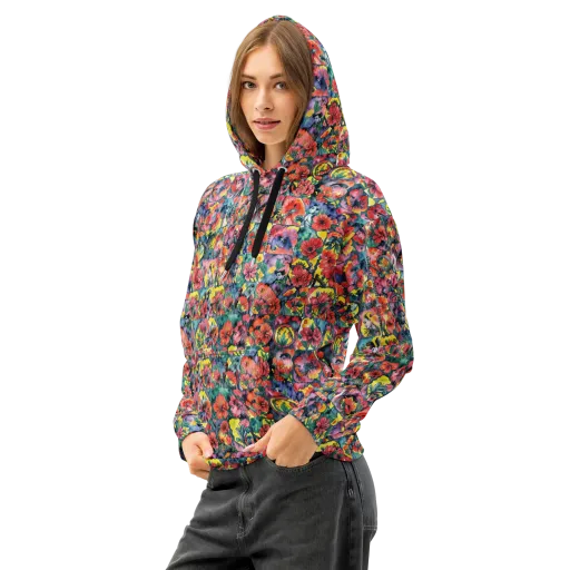 Crimson Garden Myth on a Cotton Hoodie