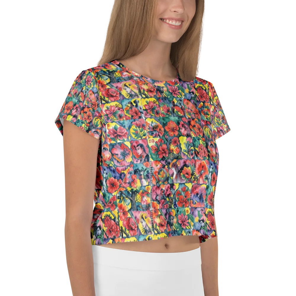 Crimson Garden Myth on Crop Tee — Right