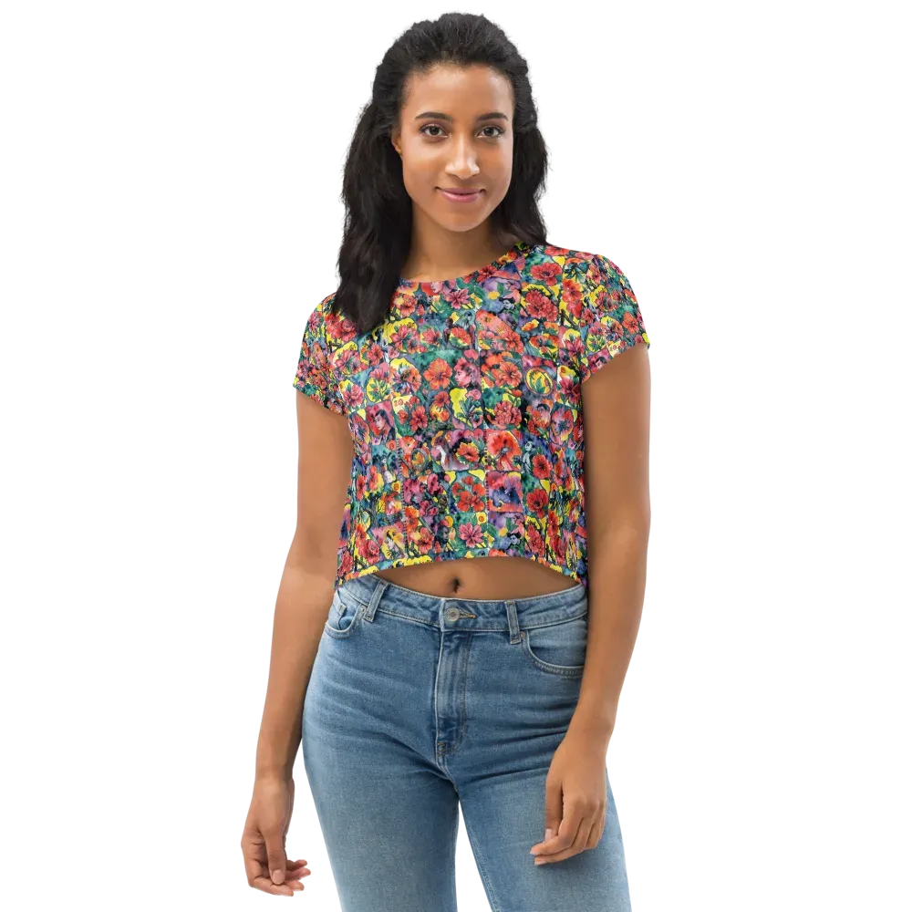 Crimson Garden Myth on Crop Tee — Front