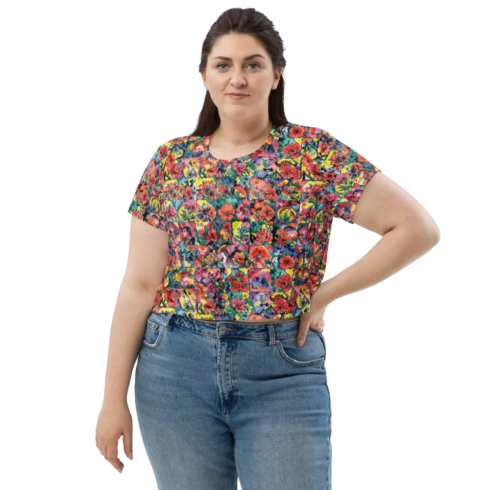Crimson Garden Myth on Crop Tee — Front