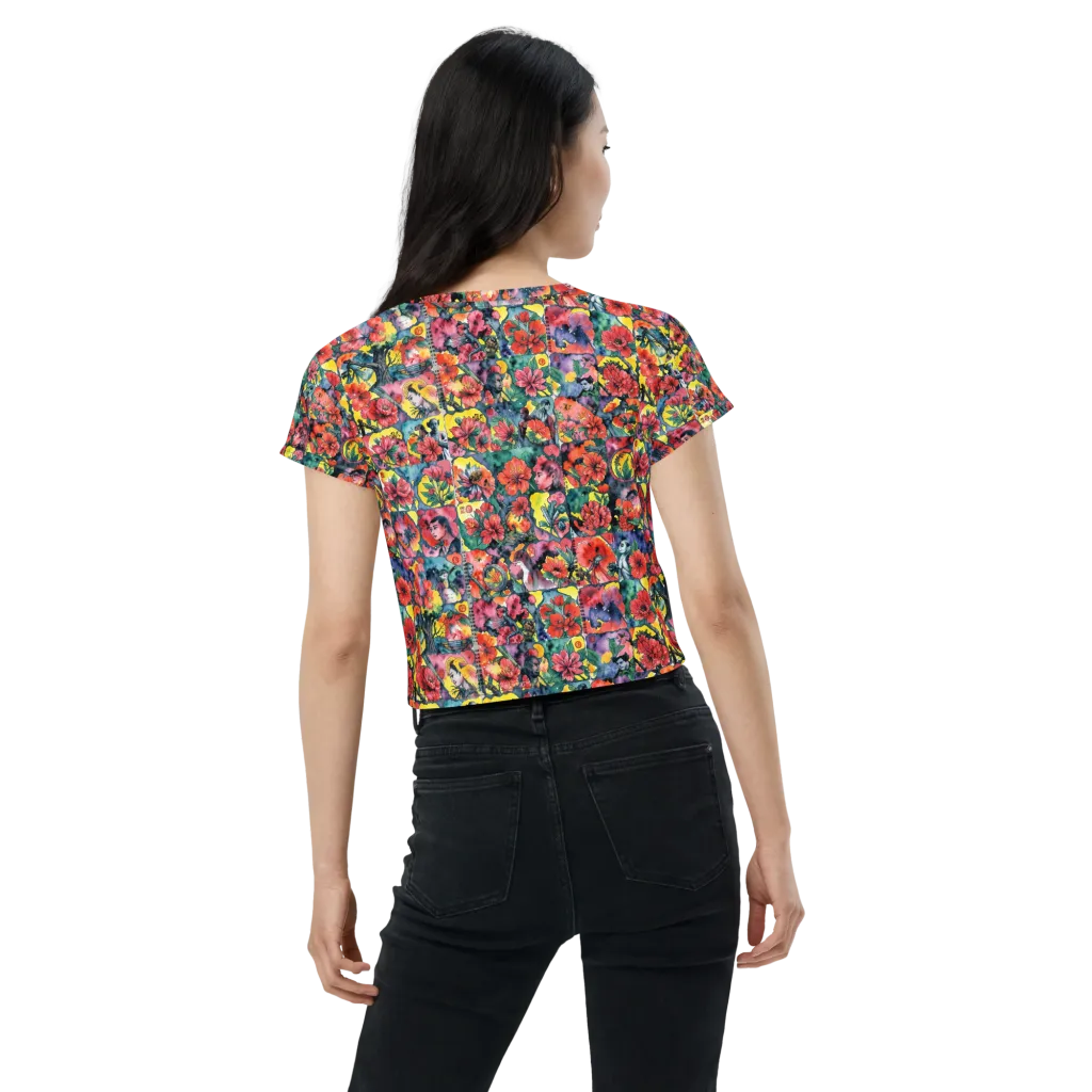 Crimson Garden Myth on Crop Tee — Back