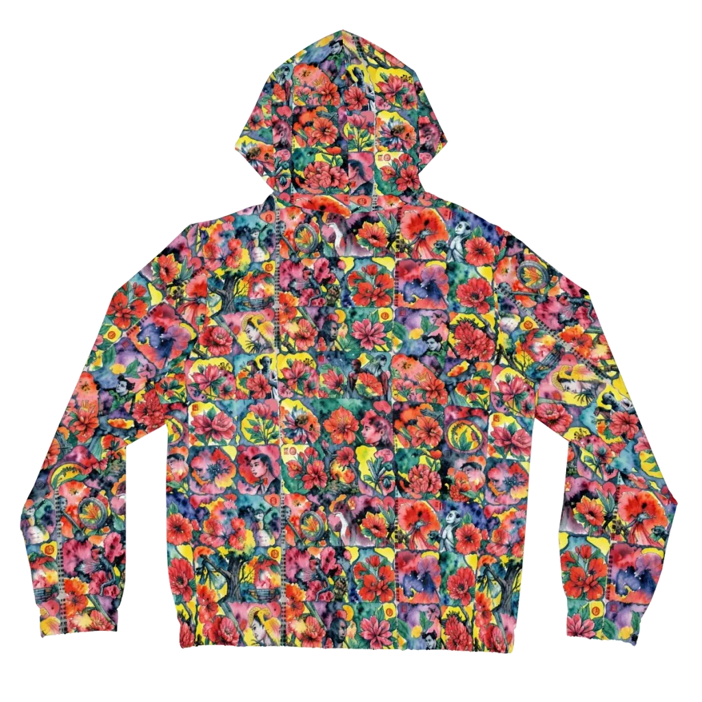 Crimson Garden Myth on Women's Full-Zip Hoodie — Back