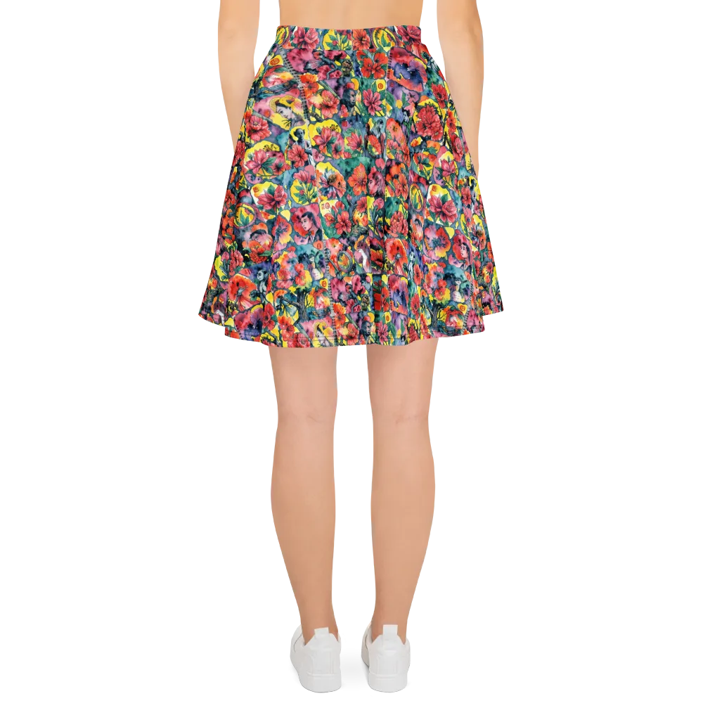 Crimson Garden Myth on Skater Skirt — Back