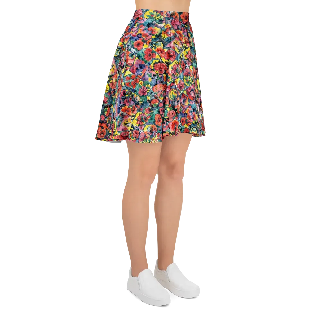 Crimson Garden Myth on Skater Skirt — Right