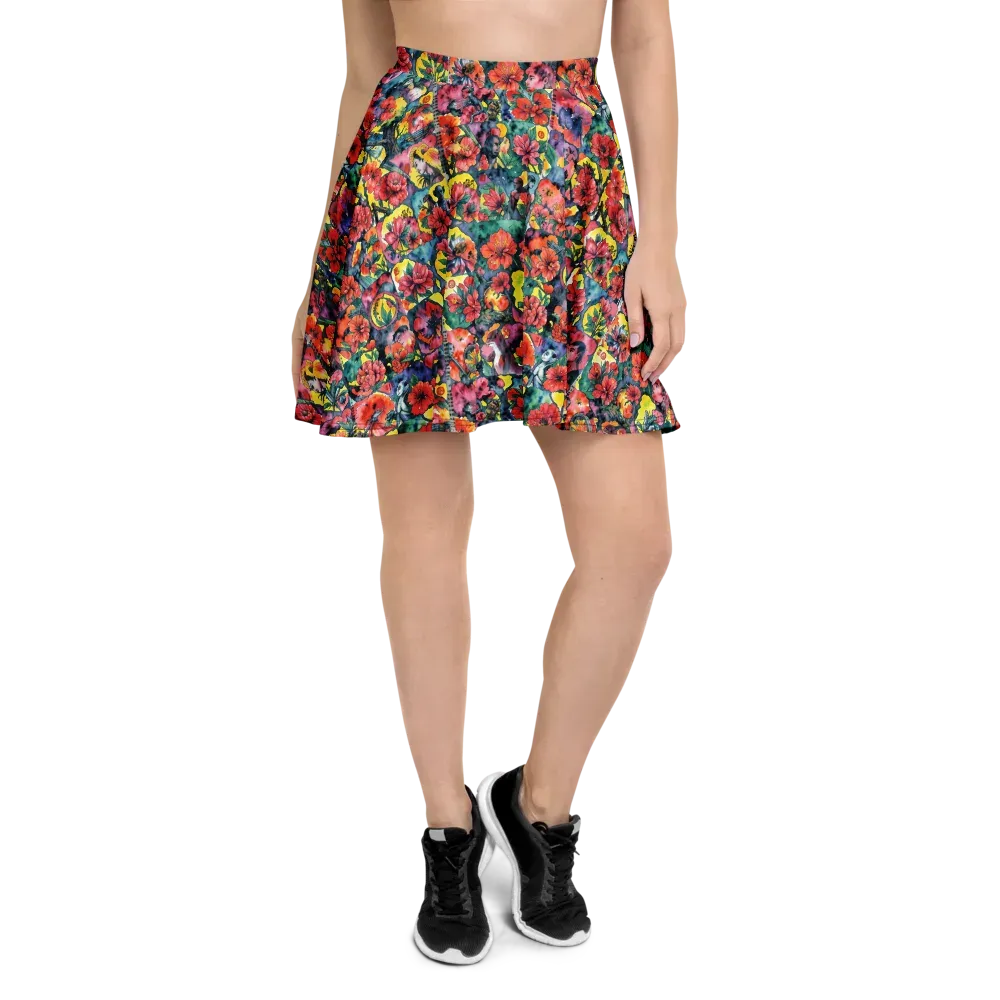 Crimson Garden Myth on Skater Skirt — Front