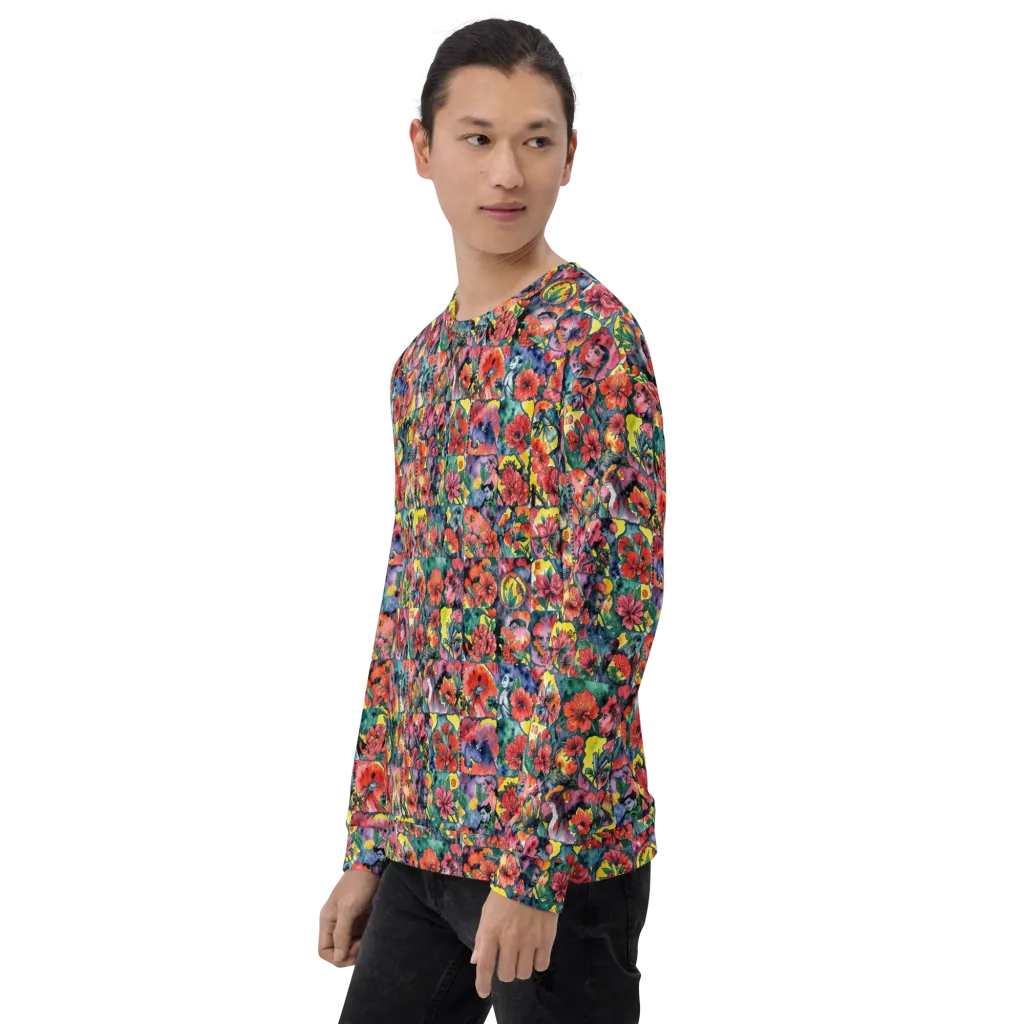 Crimson Garden Myth on Sweatshirt — Left Front