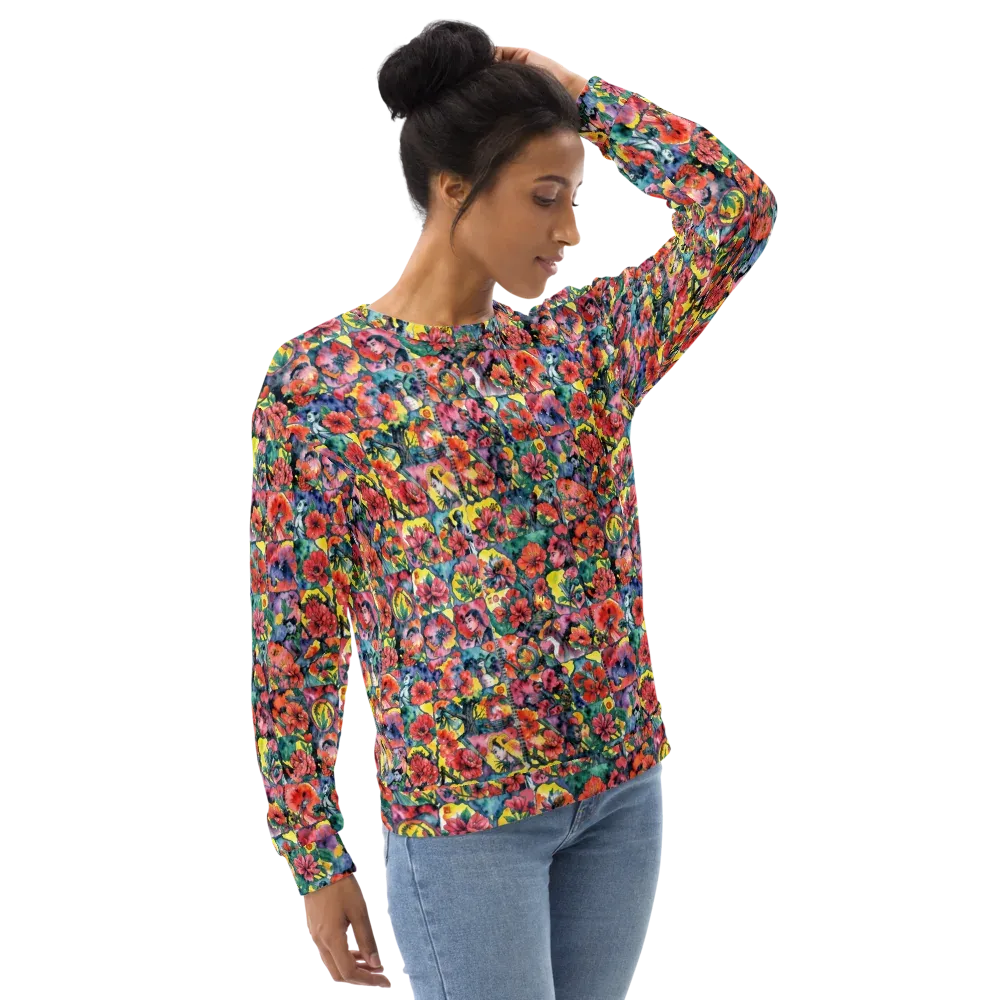 Crimson Garden Myth on Sweatshirt — Right Front