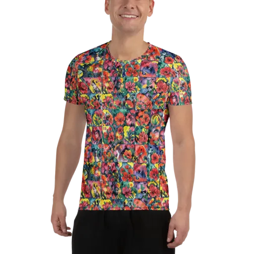 Crimson Garden Myth on a Men's Athletic T-Shirt