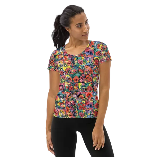 Crimson Garden Myth on a Women's Athletic T-Shirt