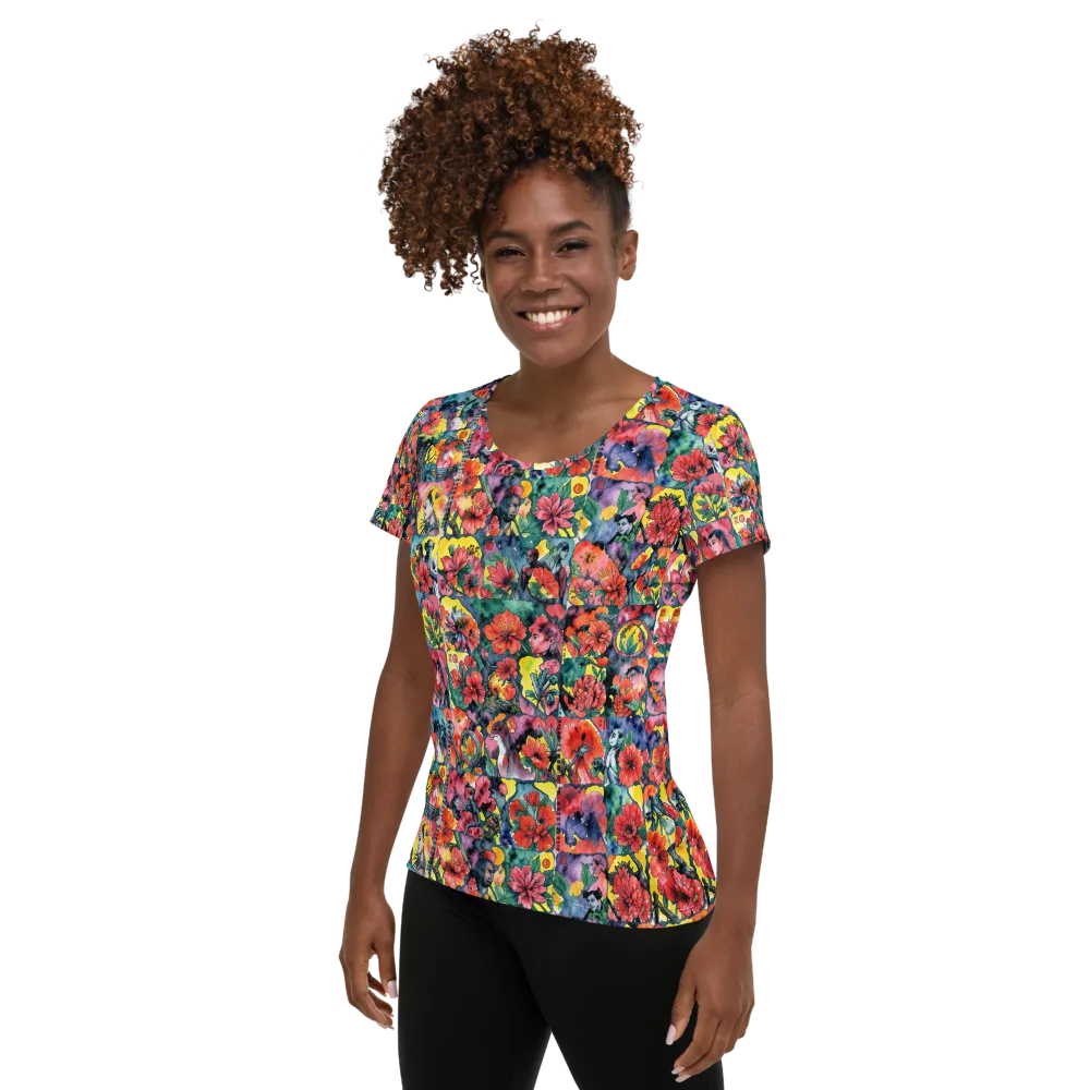 Crimson Garden Myth on Women's Athletic T-Shirt — Left