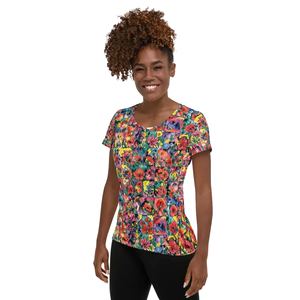 Crimson Garden Myth on Women's Athletic T-Shirt — Left