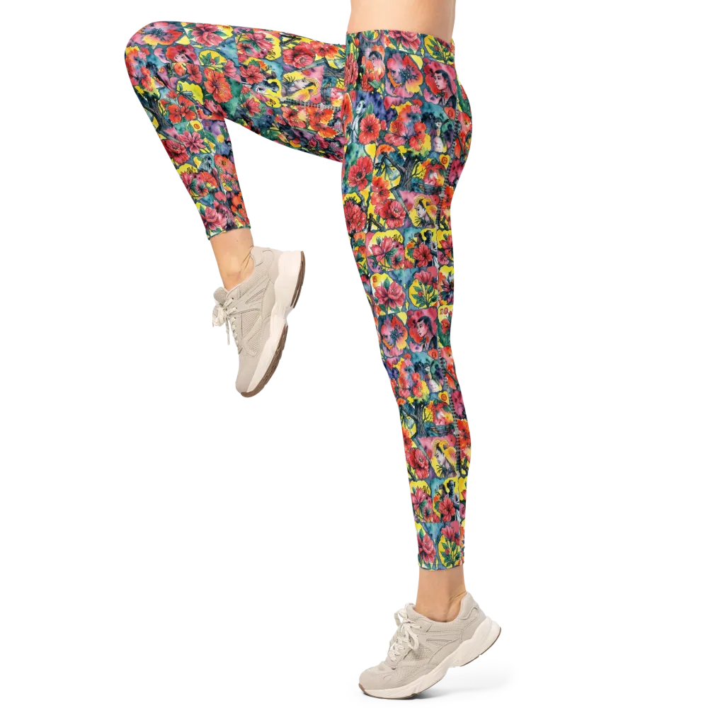 Crimson Garden Myth on Leggings — Left