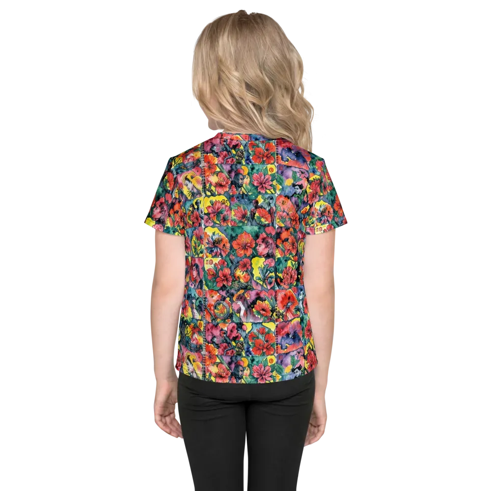Crimson Garden Myth on Kids Crew Neck T-Shirt — Back