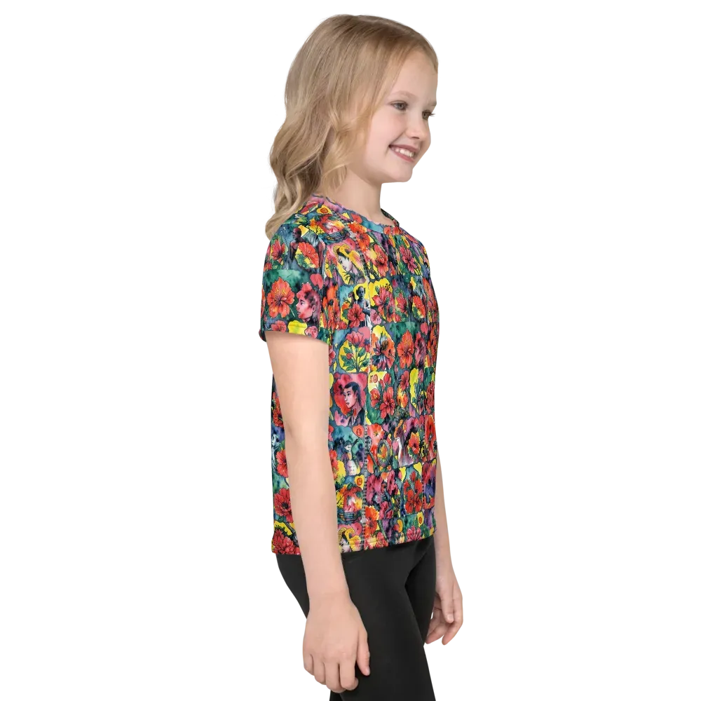 Crimson Garden Myth on Kids Crew Neck T-Shirt — Right