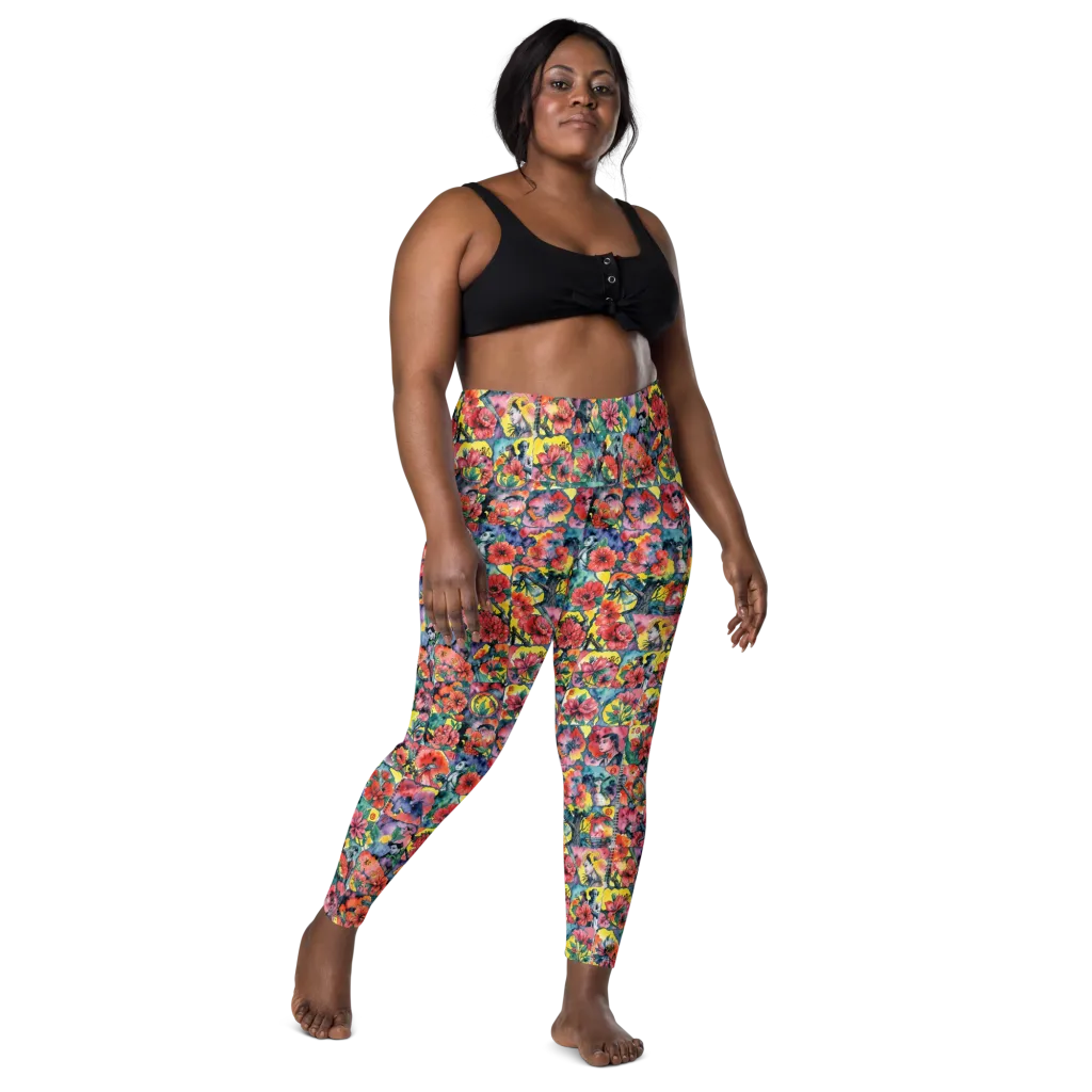 Crimson Garden Myth on Leggings with Pockets — Front