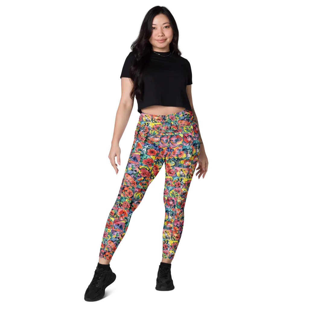 Crimson Garden Myth on Leggings with Pockets — Front