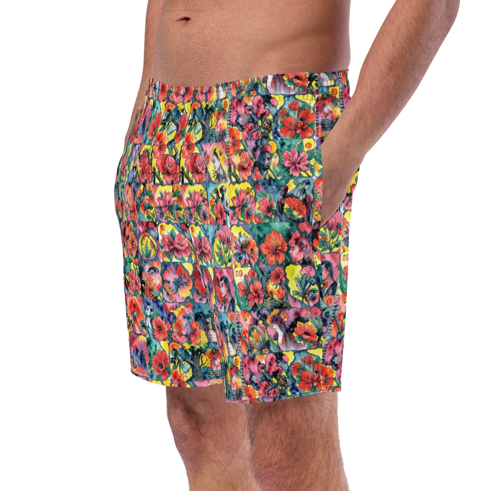 Crimson Garden Myth on Swim Trunks — Left Front