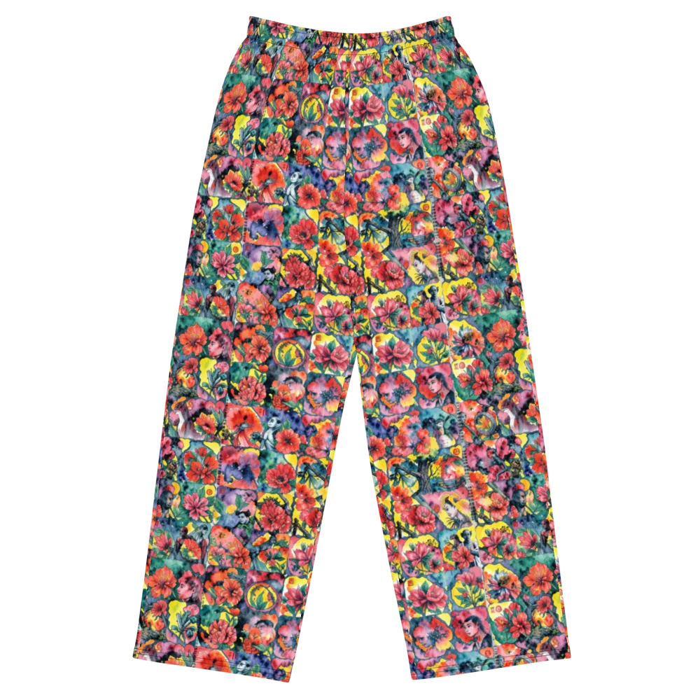 Crimson Garden Myth on Wide-Leg Pants — Front