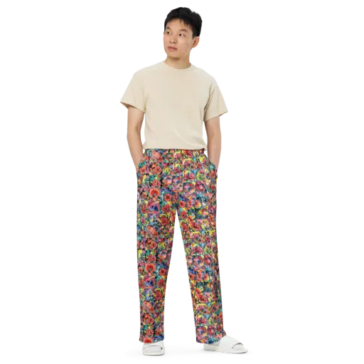 Crimson Garden Myth on a Wide-Leg Pants