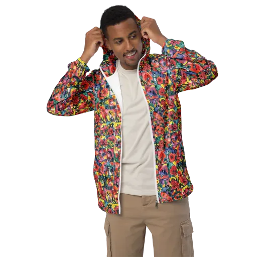 Crimson Garden Myth on a Men's Windbreaker